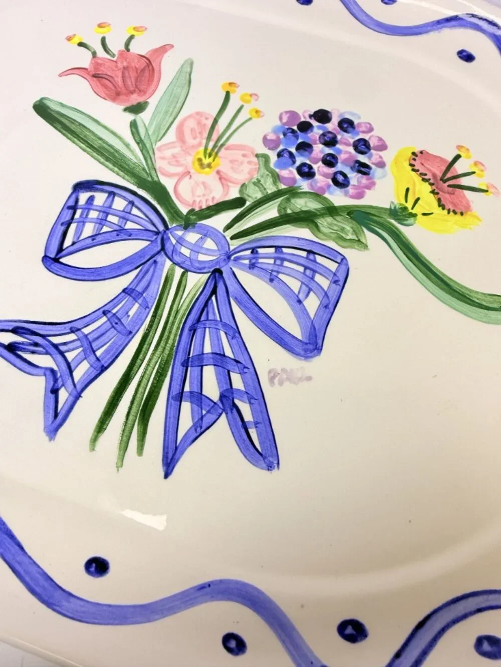 Serving Platter Hand Painted Flowers Made in Charleston PAKL Hostess Pieces Gall